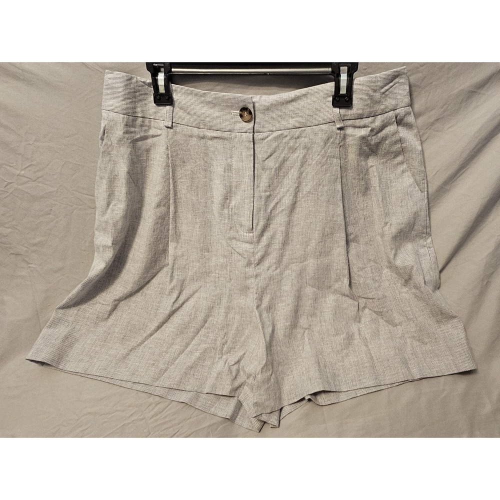 Women's Alex Marie Sz 18 Reina Linen Blend Shorts Blue & White Stripe NWT L478